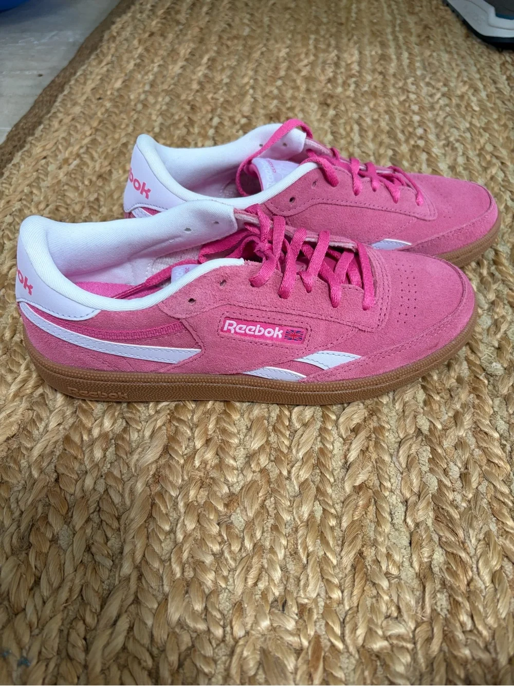 Reebok Club C Revenge Kids Pink Suede Sneakers with White Accents